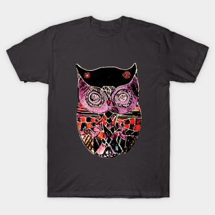 Boho Owl Colourful Mosaic T-Shirt